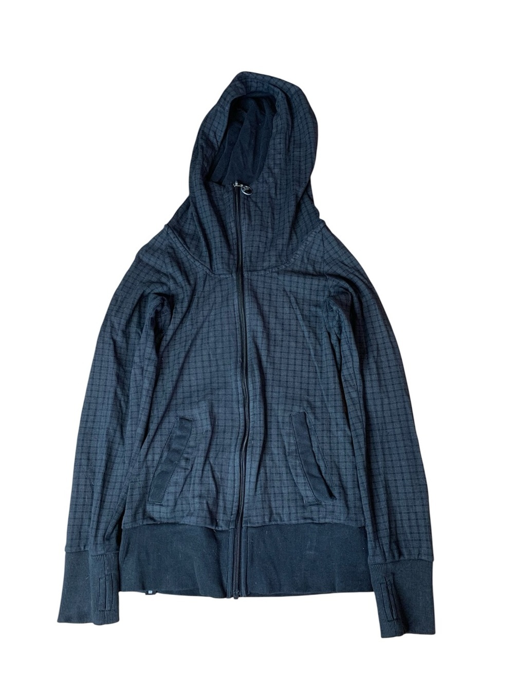 Bench Grid Plaid Full-Zip Hoodie with Thumbholes - Size XS
